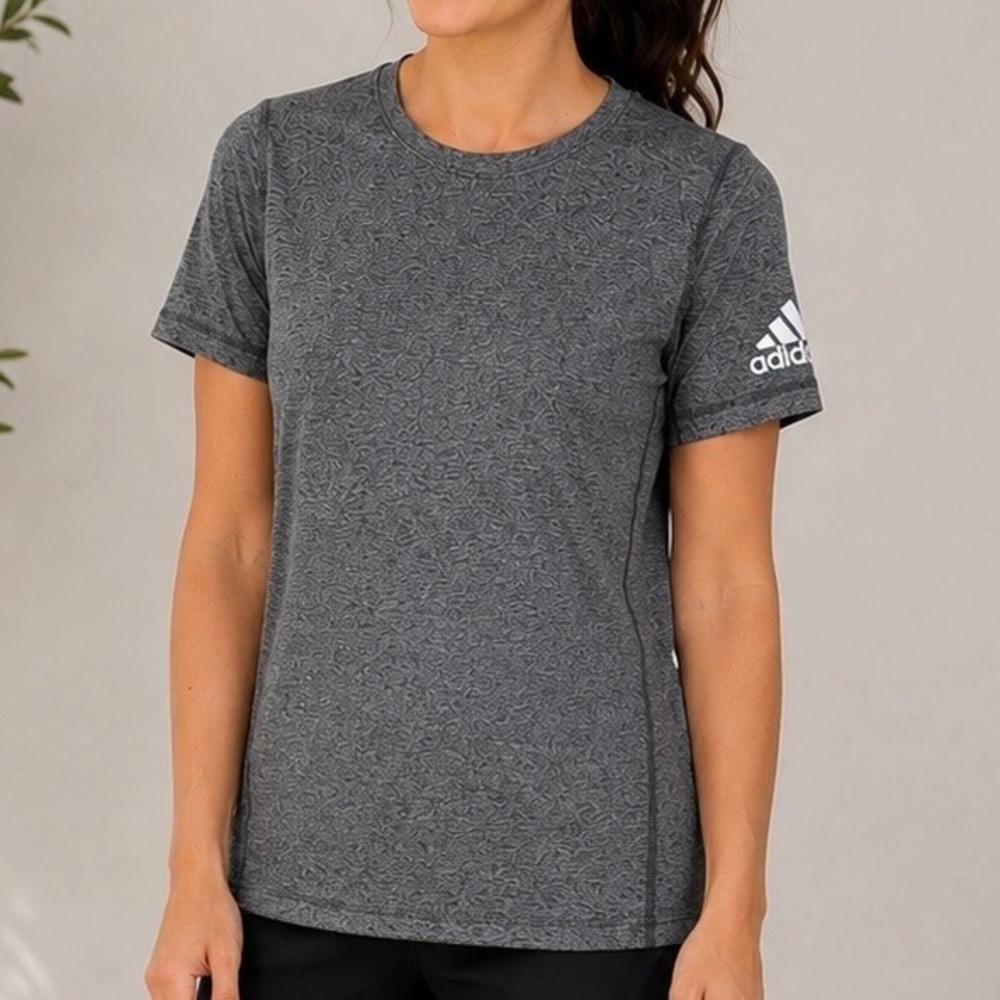 Adidas Climalite Gray Heather Short Sleeve Athletic Performance Top Women's L